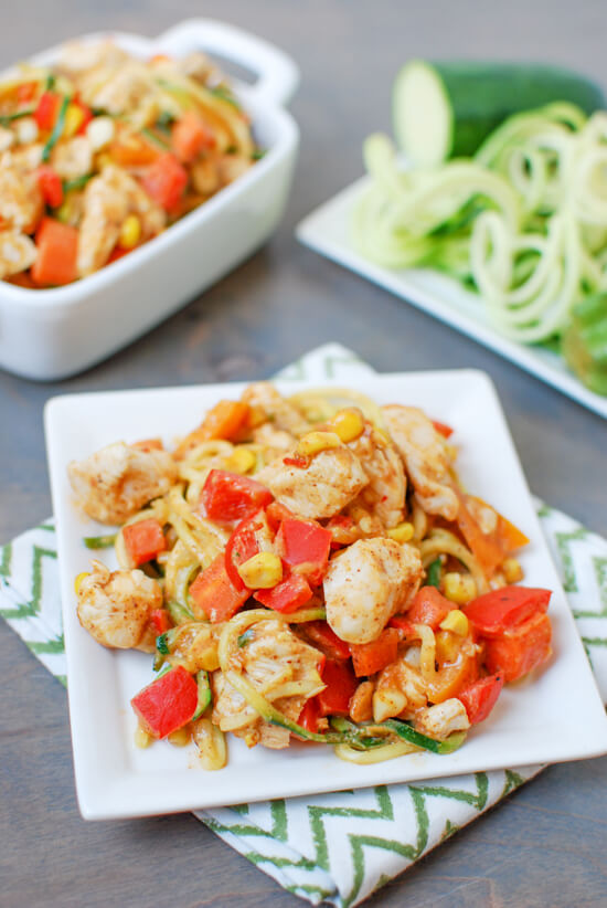 ZOODLES WITH CHICKEN AND SPICY ALMOND BUTTER SAUCE